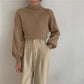 Balloon Sleeve Ribbed Sweater (4 Colors)