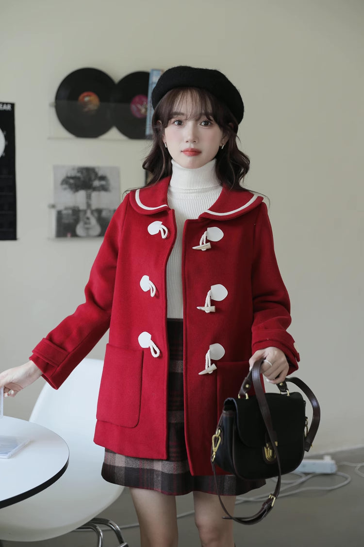 Peter Pan Collar Toggle Duffle Coat (2 Colors)