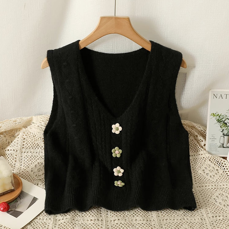 Matcha Pom Pom Daisy Vest (6 Colors)