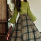 Willow Plaid Sweater & Skirt Set (Green)