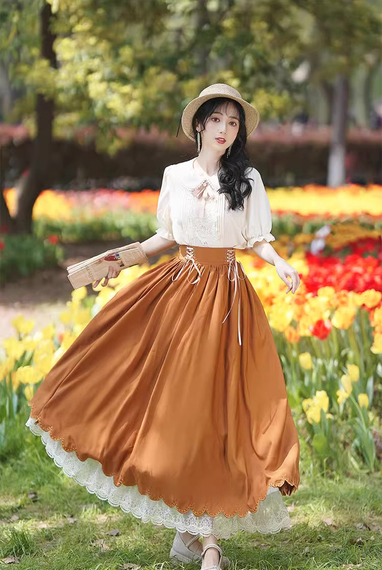 Evergarden Short Sleeve Blouse & Skirt Set (7 Colors)