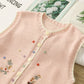 Garden Sisters Embroidered Button Vest (4 Colors)