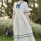 Sailor Girl Midi Dress (White/Blue)