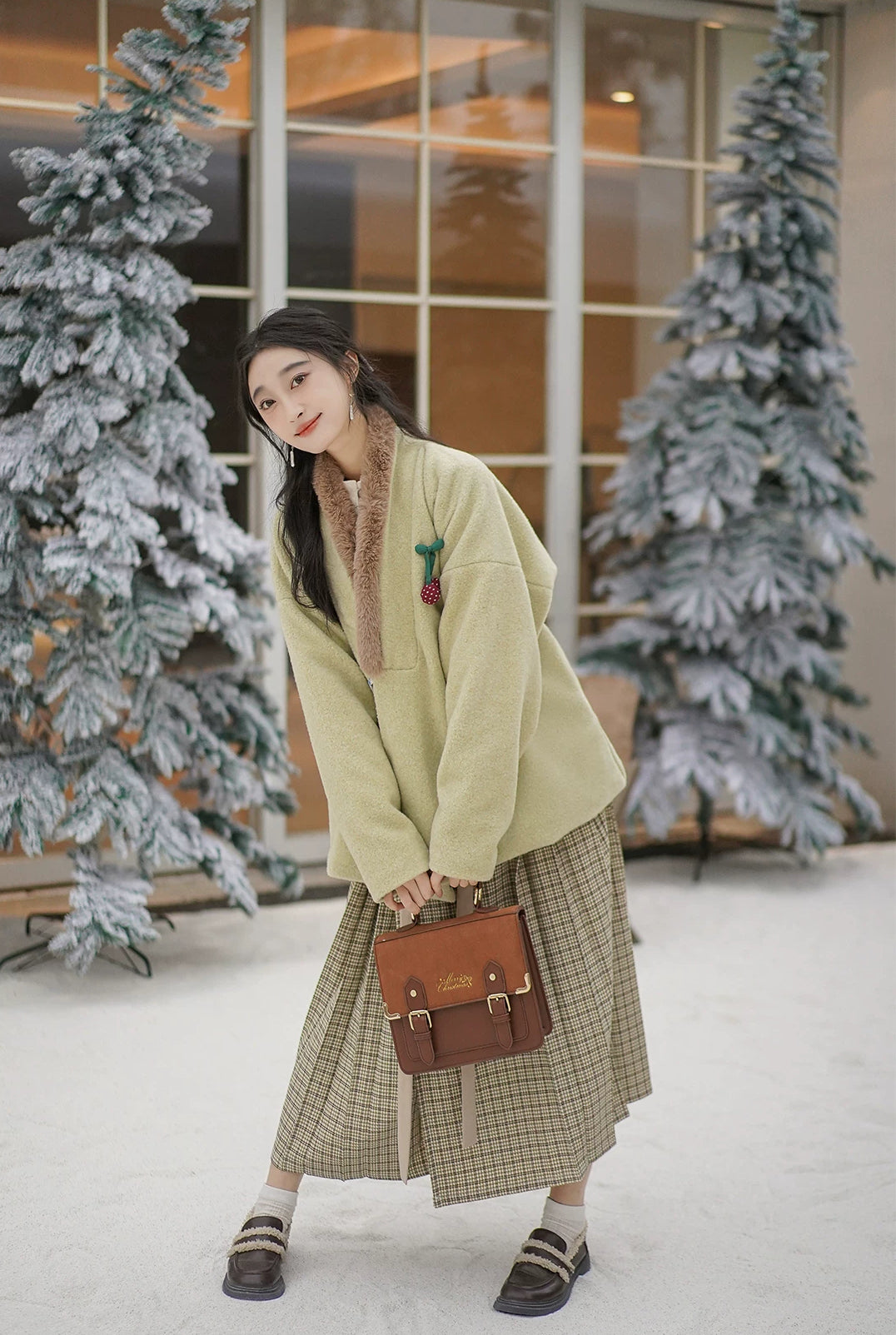 Snowy Wishes Cross Collar Jacket (3 Colors)