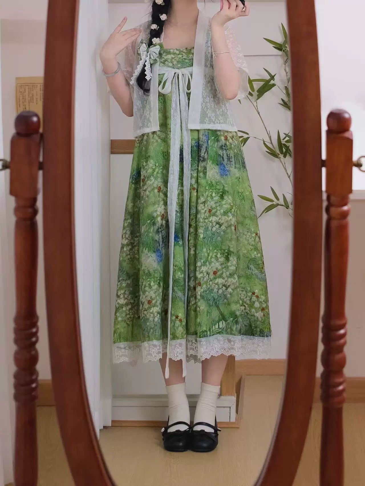 Watercolor Garden Qixiong Dress (Green)