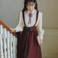 Long Sleeve Crepe Suspender Skirt Set (2 Colors)