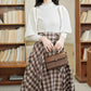 Choco Plaid Midi Skirt (Brown)