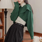 Criss Cross Cropped Throwover Sweater (Green)