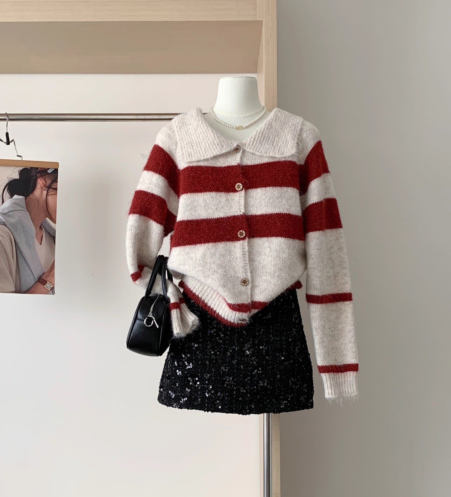 Varsity Stripe Collared Cardigan (3 Colors)