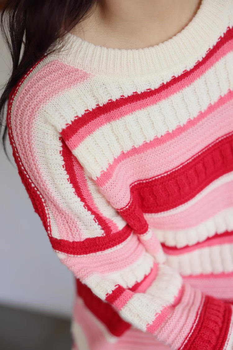 Strawberry Cheesecake Stripe Sweater (Pink/Cream)