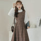 Cocoa Plaid Midi Dress (Dark Brown)