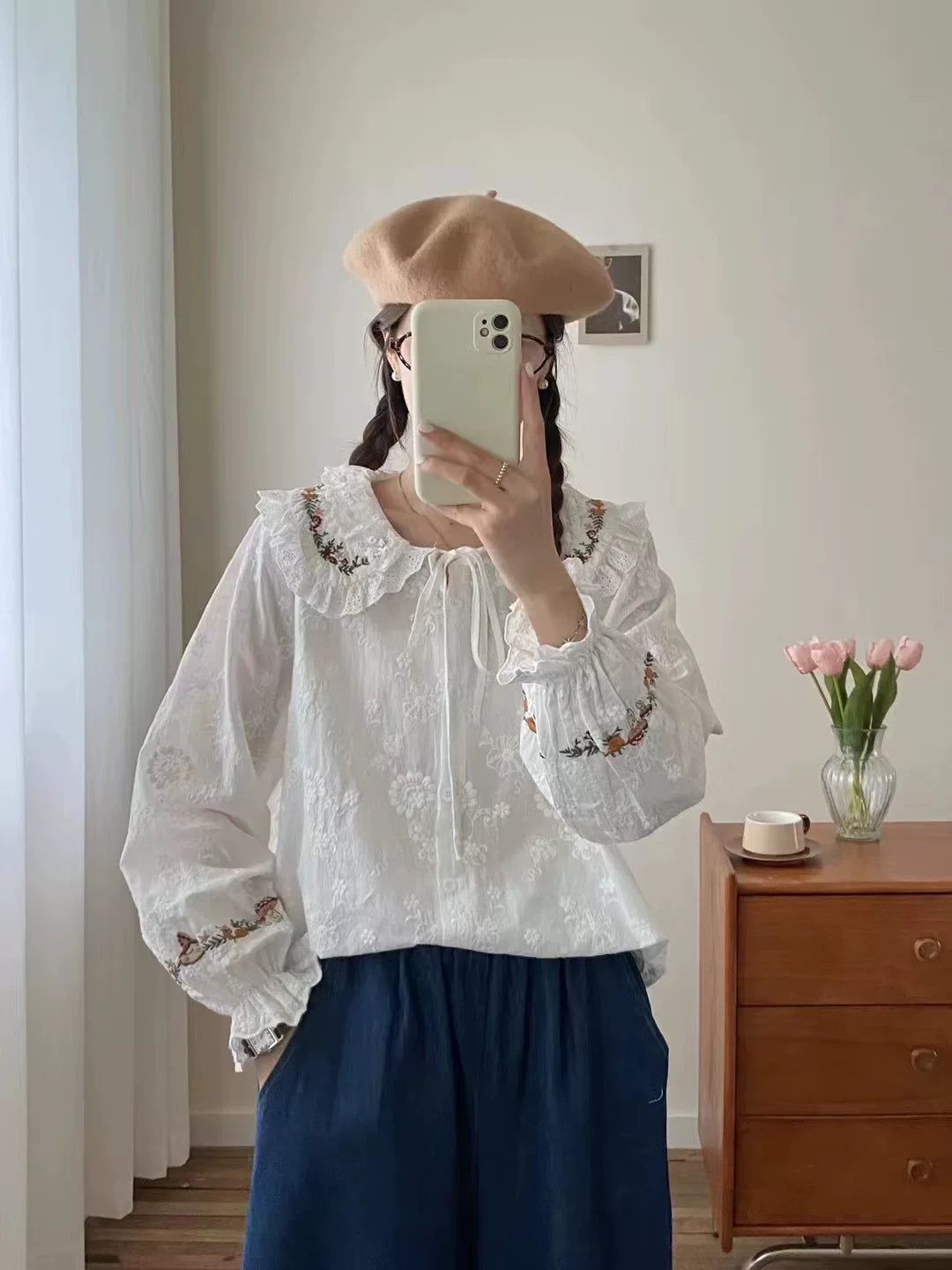Forest Floor Embroidered Blouse (2 Colors)