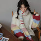 Rainbow Stripe Sleeves Sweater (White)