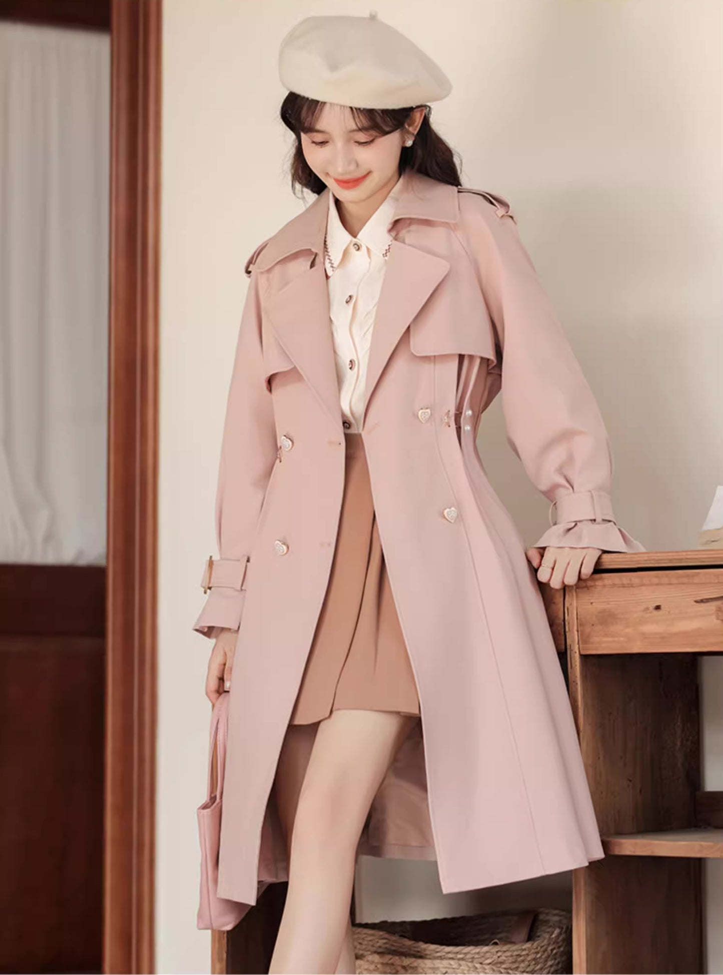 Sweet Heart Trench Coat (Pink)