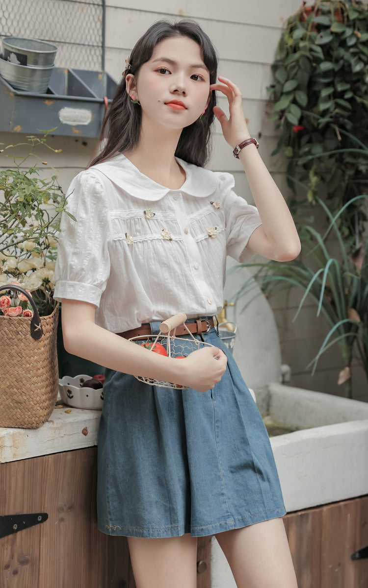 Pleated Denim Mini Skirt (3 Colors)