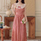 Picnic Plaid Sleeveless Midi Dress (Red)