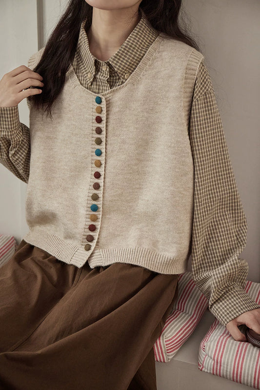 Chocolate Buttons Knitted Vest (2 Colors)