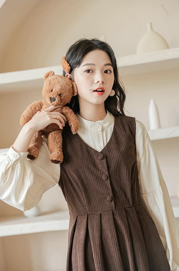 Basic Corduroy Pinafore (Brown)