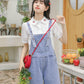 Rosy Days Embroidered Short Overalls (Light Denim)