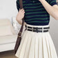 Double Belted Pleated Mini Skirt (5 Colors)