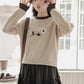 Waffle Knit Flower Sweater (2 Colors)