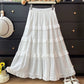 Broderie Tiered Midi Skirt (White)