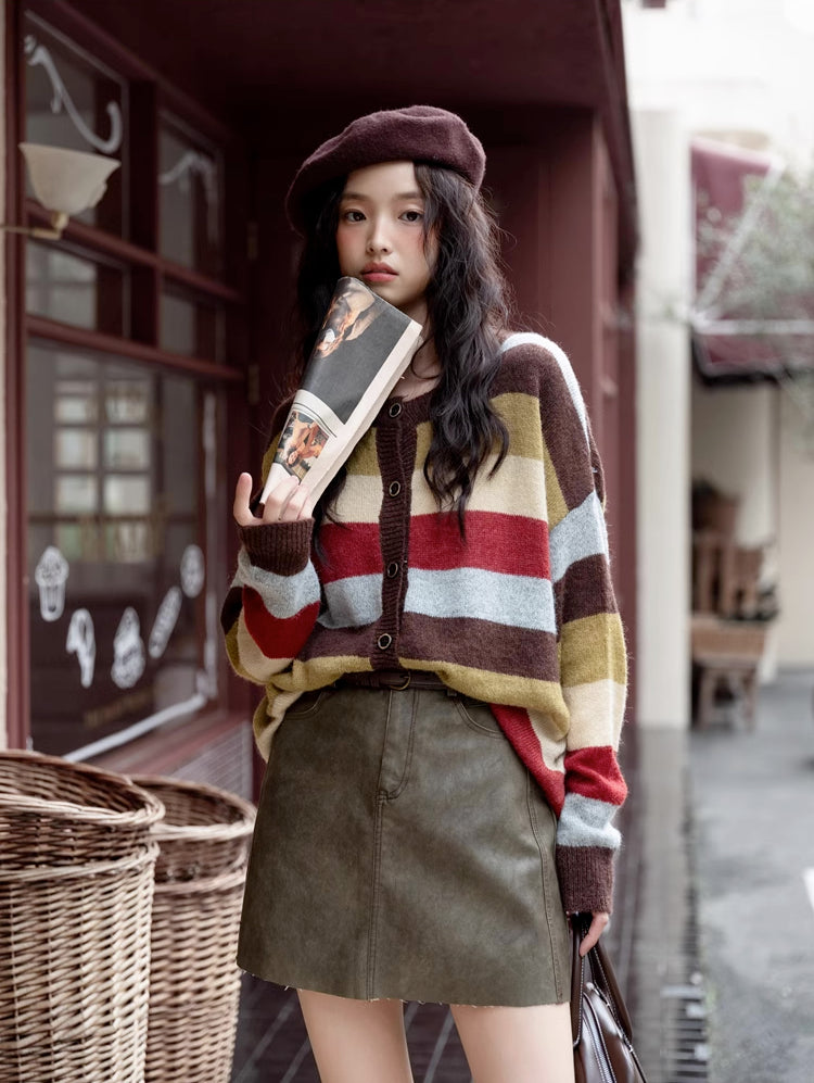 Retro Stripe Cardigan (2 Colors)