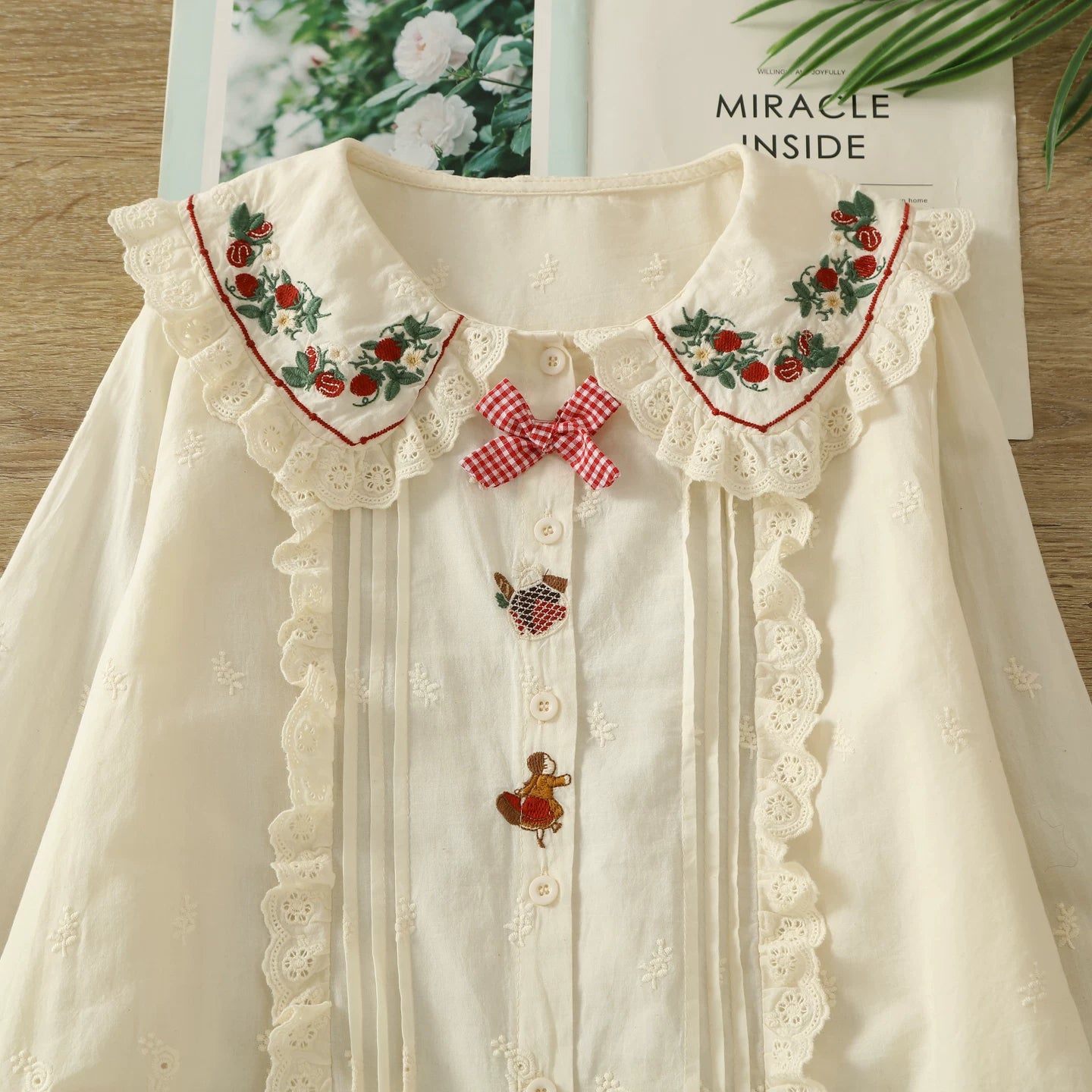 Strawberry Picnic Embroidered Blouse (2 Colors)