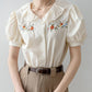 Falling Florals Short Sleeve Blouse (Cream)