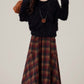 Bookshop Plaid Midi Skirt (Red/Khaki)