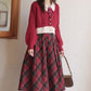 Merry Plaid Midi Skirt (Red)