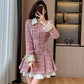 Flirty Plaid Tweed Mini Dress (Pink)