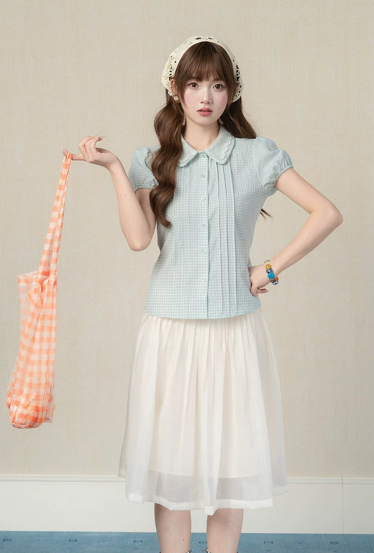 Gingham Fresh Blouse (Mint)