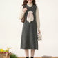 Bunny Tail Sleeveless Sweater Dress (Gray)