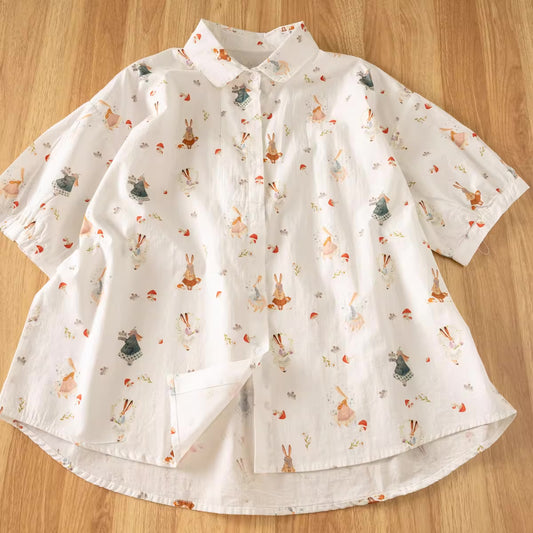 Rabbits Going Out Blouse (White)