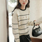 Emily Floral Stripe Sweater (White/Black)