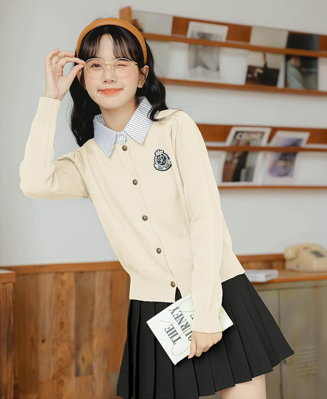 Varsity Faux Layered Cardigan (3 Colors)