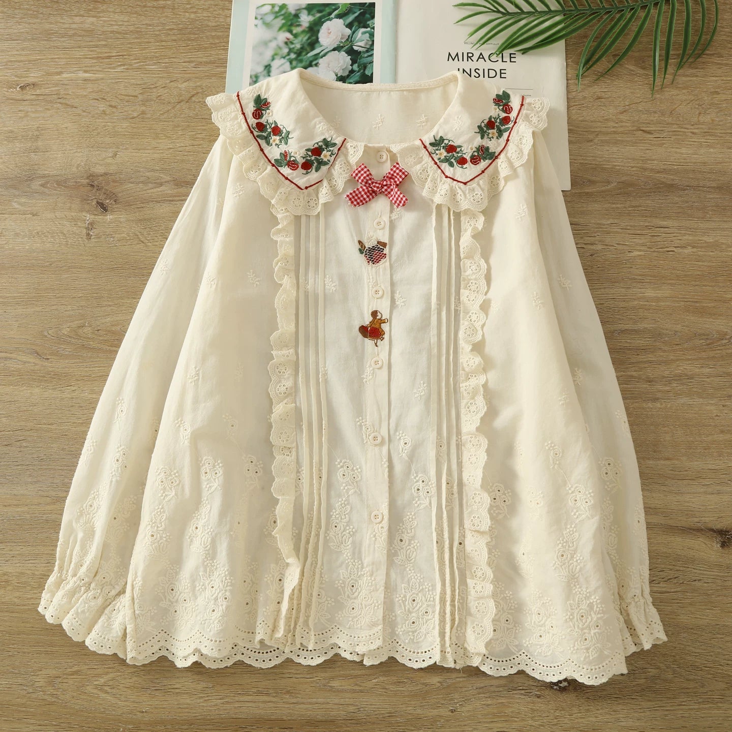 Strawberry Picnic Embroidered Blouse (2 Colors)