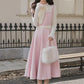 Cotton Candy Capelet & Midi Dress Set (Pink/White)
