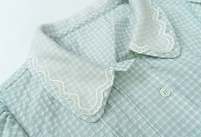 Gingham Fresh Blouse (Mint)