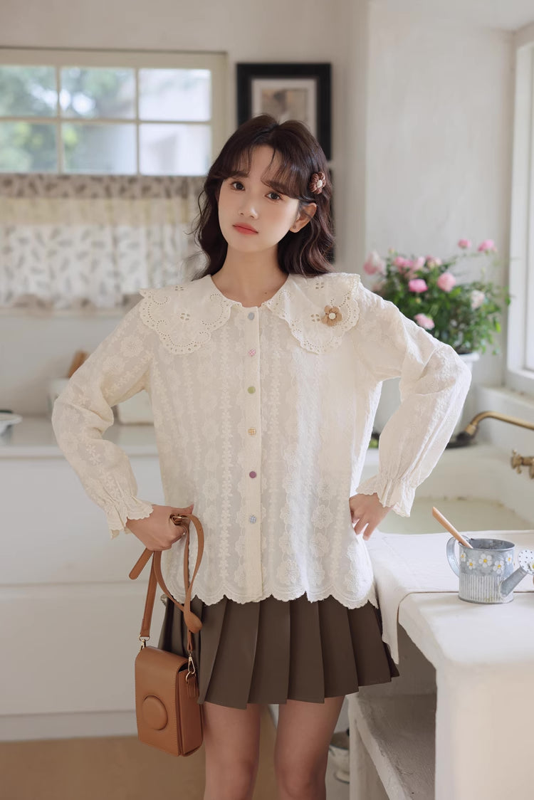 Floral Broderie Blouse (2 Colors)