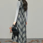 Midnight Plaid Pinafore Midi Dress (Grey)
