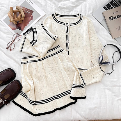 Preppy Stripe 3-Piece Knit Set (3 Colors)
