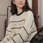 Emily Floral Stripe Sweater (White/Black)