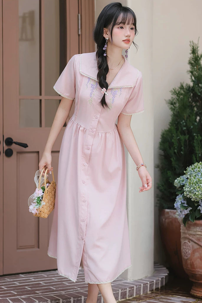 Wisteria Midi Shirt Dress (Lilac)
