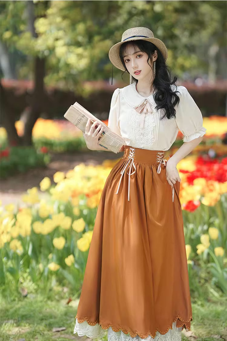 Evergarden Short Sleeve Blouse & Skirt Set (7 Colors)