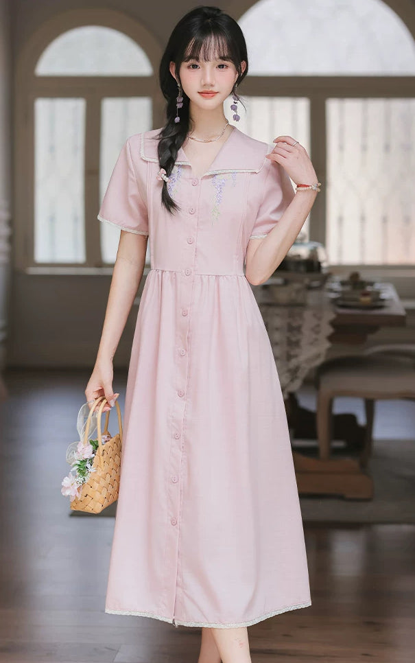 Wisteria Midi Shirt Dress (Lilac)