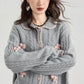 Braided Knit Bows Cardigan (Gray)