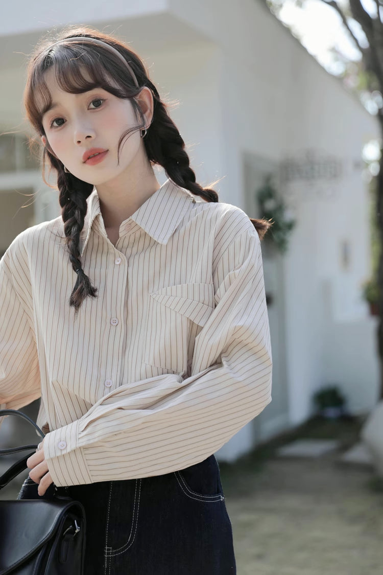 Boyfriend Stripe Button Up Shirt (2 Colors)