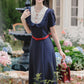 Miss Americana Polka Dot Midi Dress (Navy)